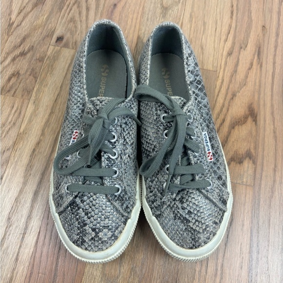 Superga Sneakers Gray Snakeskin Low Top Lace Up 38 - Picture 2 of 7